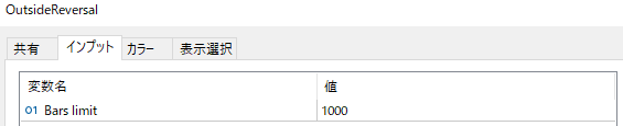 OutsideReversalのパラメーター設定